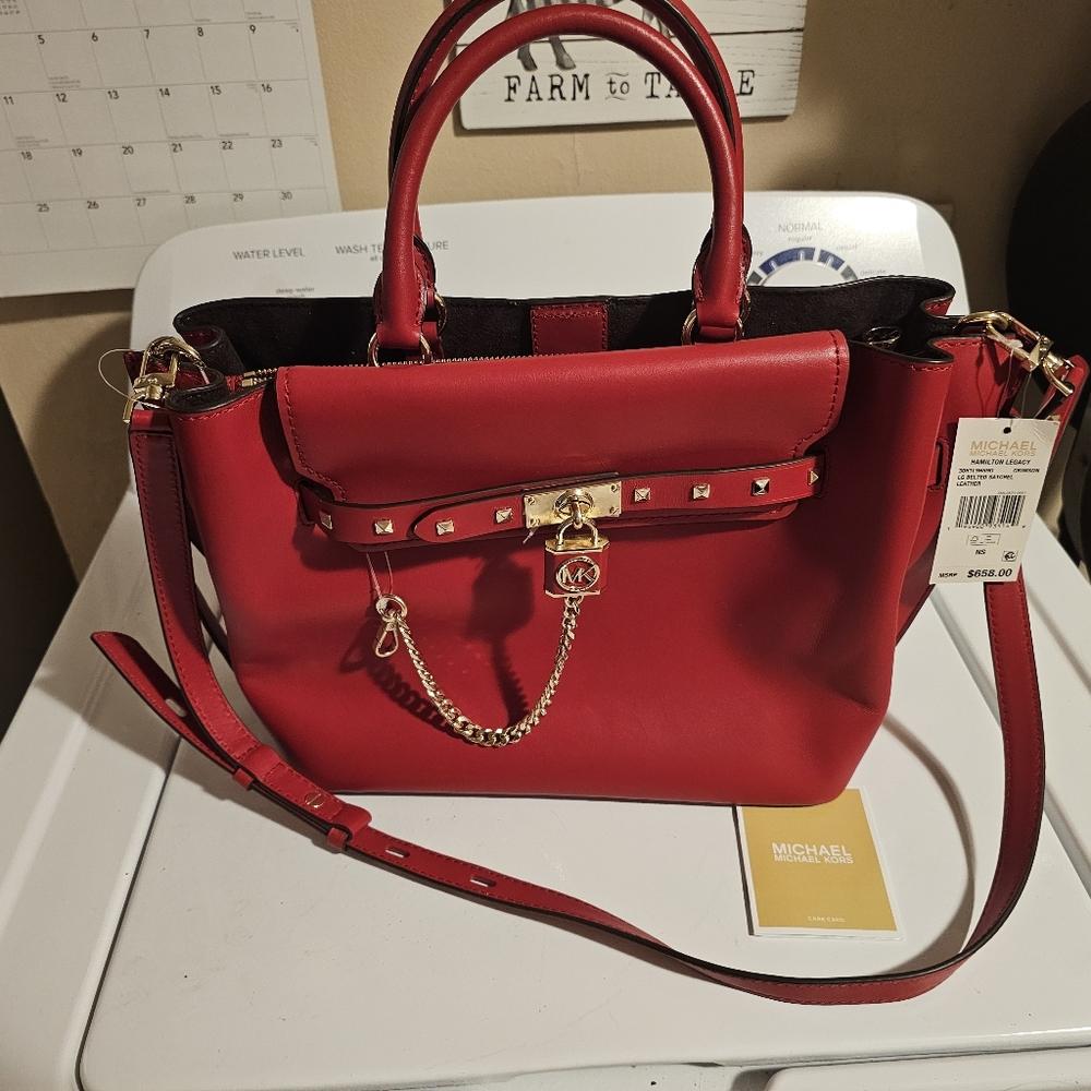 Michael Kors Hamilton Legacy leather belted large satchel